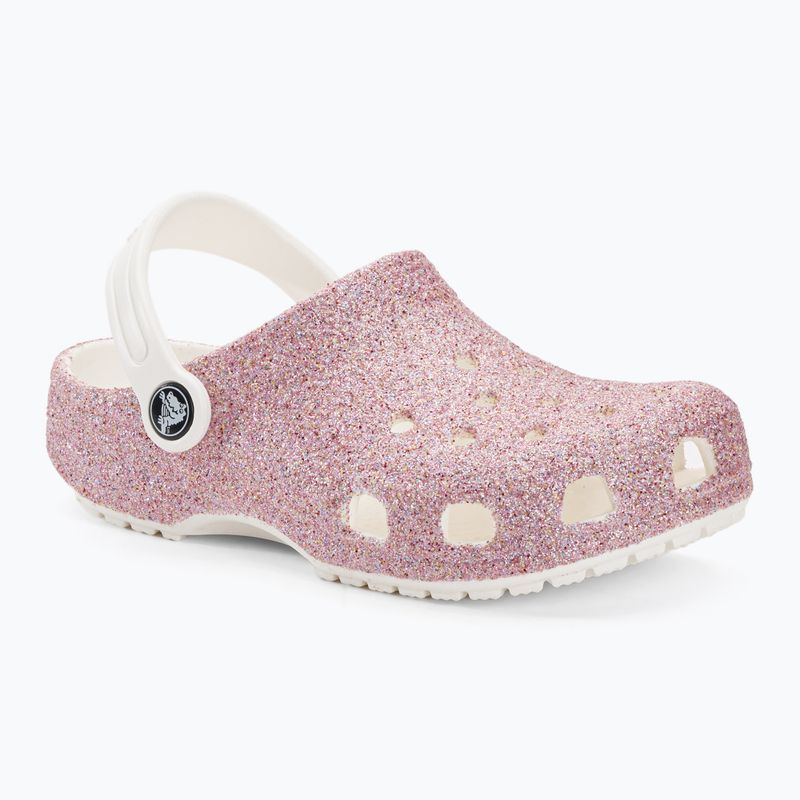 Детски джапанки Crocs Classic Glitter Clog white/rainbow 2