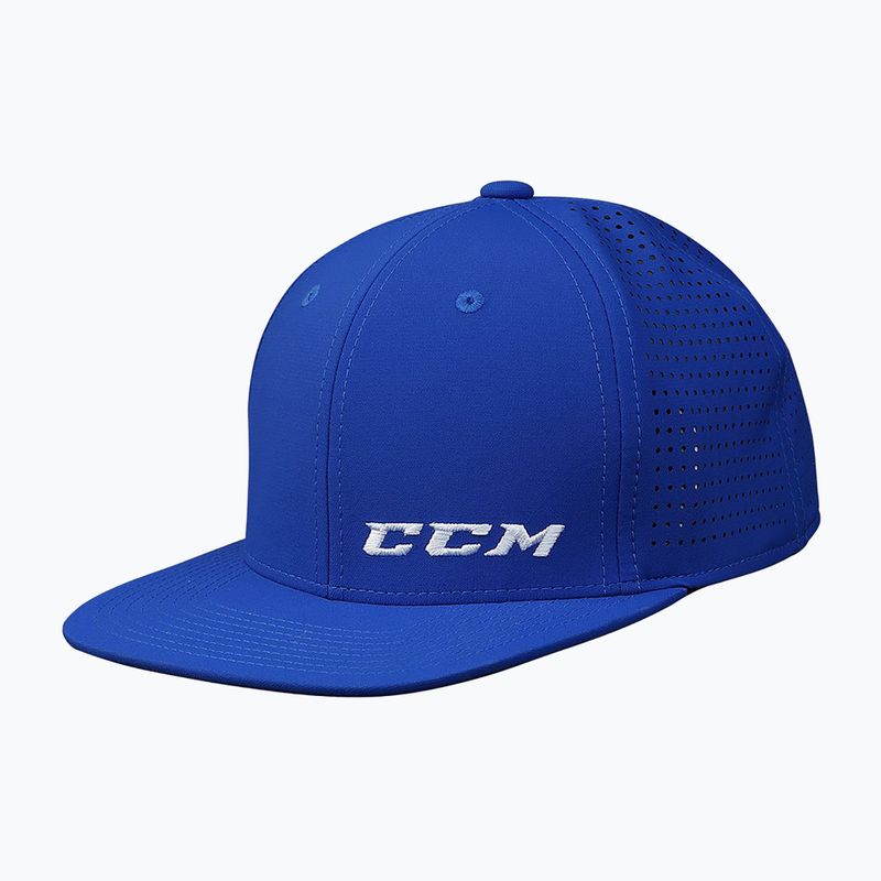 Детска бейзболна шапка CCM Small Logo Flat Brim YTH royal