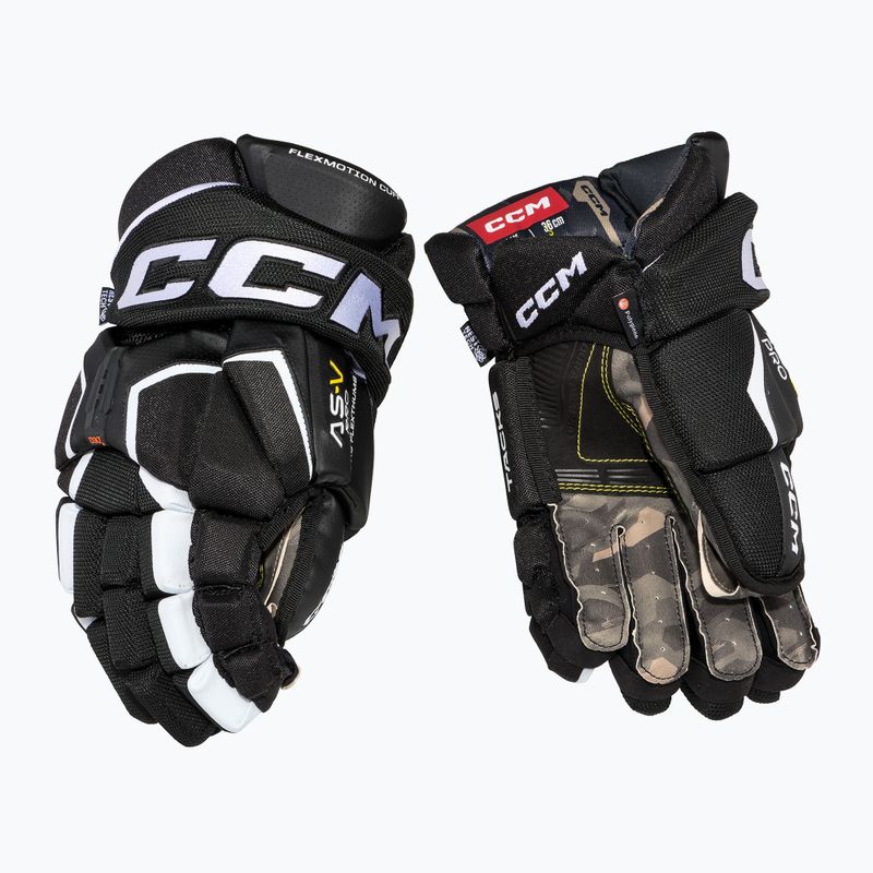 CCM Tacks AS-V Pro SR черно-бели ръкавици за хокей 2