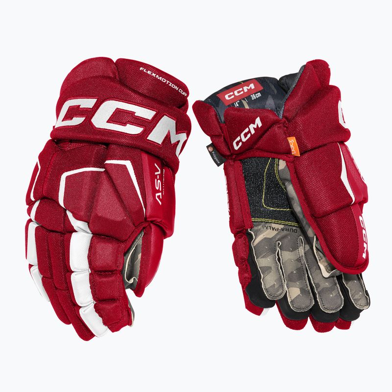 CCM Tacks AS-V SR червени/бели ръкавици за хокей