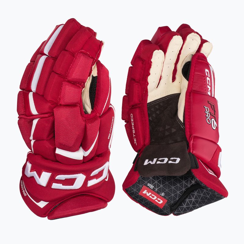 CCM JetSpeed FT6 Pro SR червени/бели ръкавици за хокей