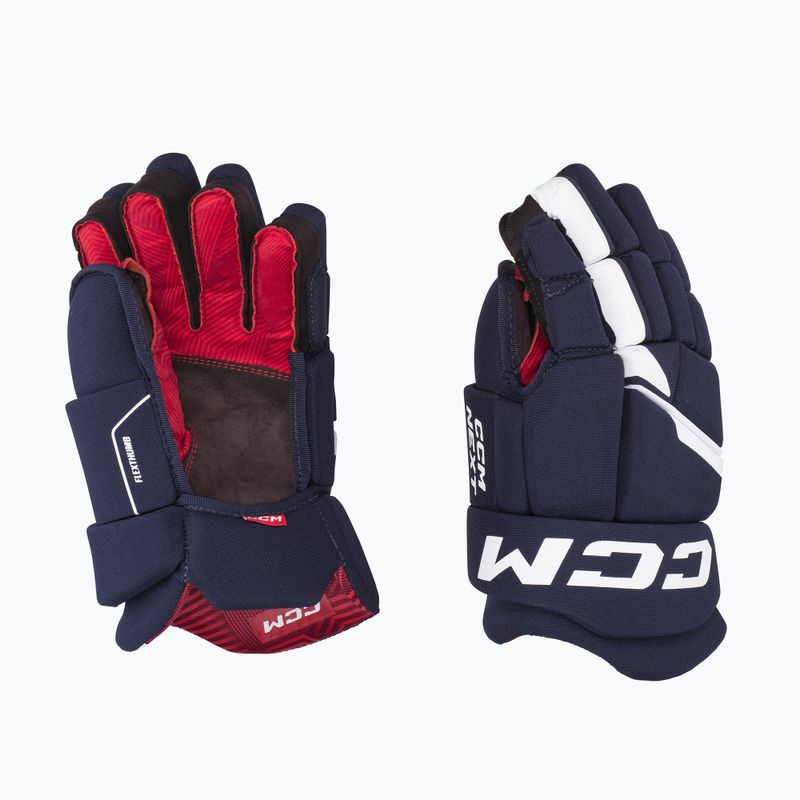 Детски хокейни ръкавици CCM Next JR navy/white