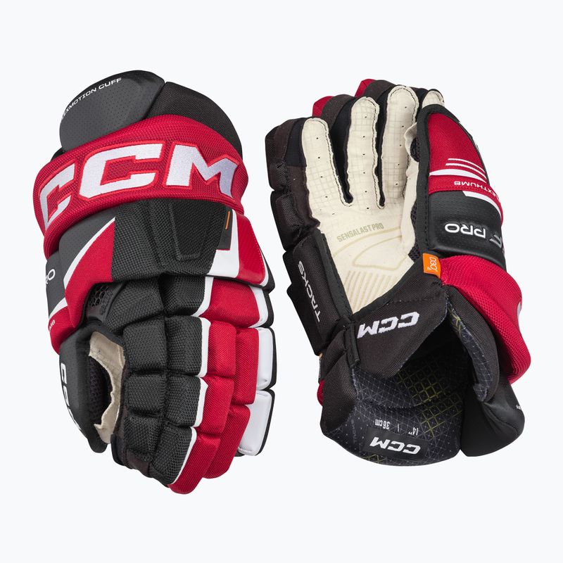 Ръкавици за хокей CCM Tacks XF Pro SR черни/червени/бели 2