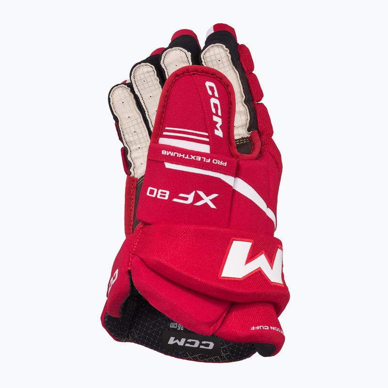 CCM Tacks XF80 SR червени/бели ръкавици за хокей 3