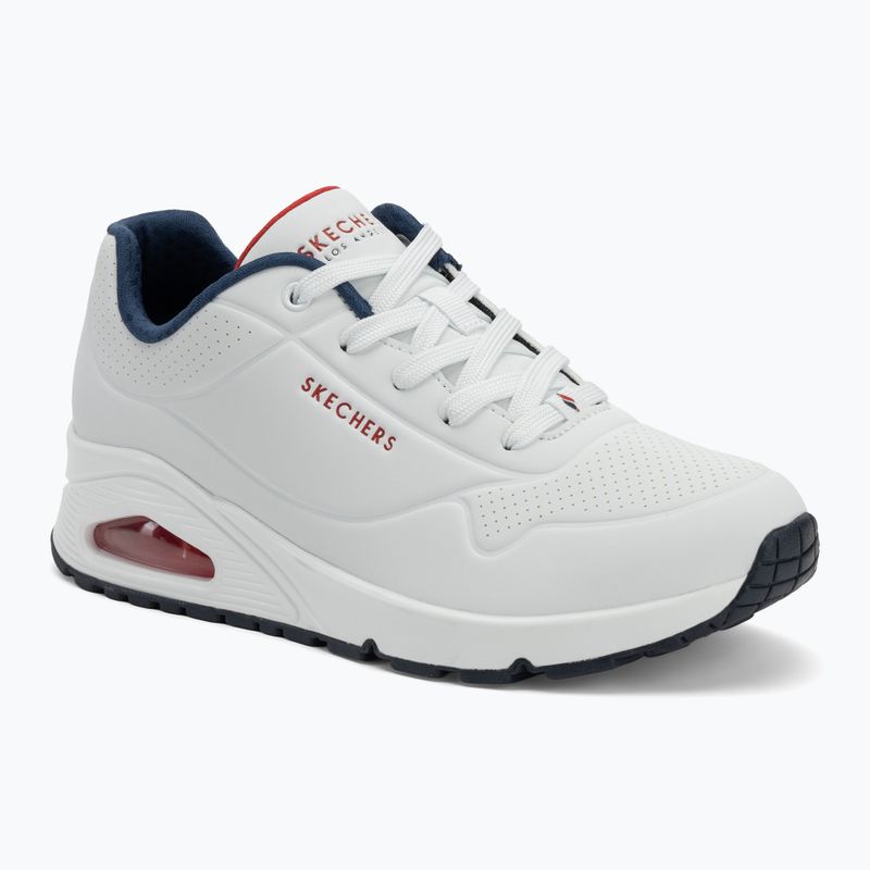 Дамски обувки SKECHERS Uno Stand On Air white durabuck/navy/red trim/mesh