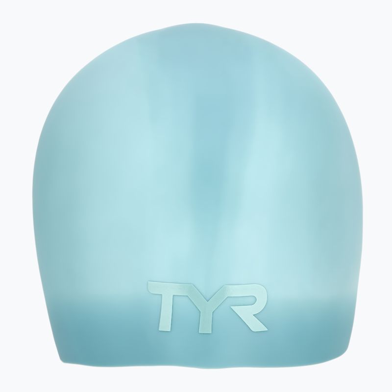 Шапка за плуване TYR Long Hair Wrinkle Free Silicone  light blue