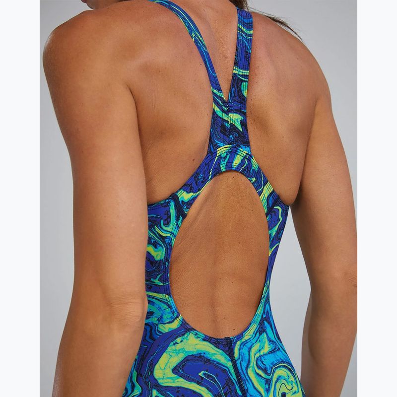 Дамски цял костюм за плуване TYR Thresher Open Back Hyperblitz blue/green 6