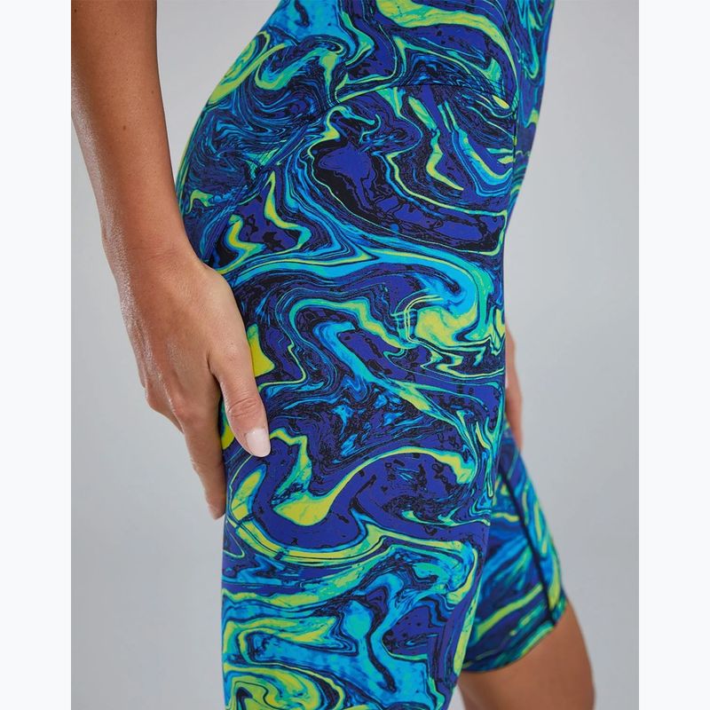 Дамски цял костюм за плуване TYR Thresher Open Back Hyperblitz blue/green 8
