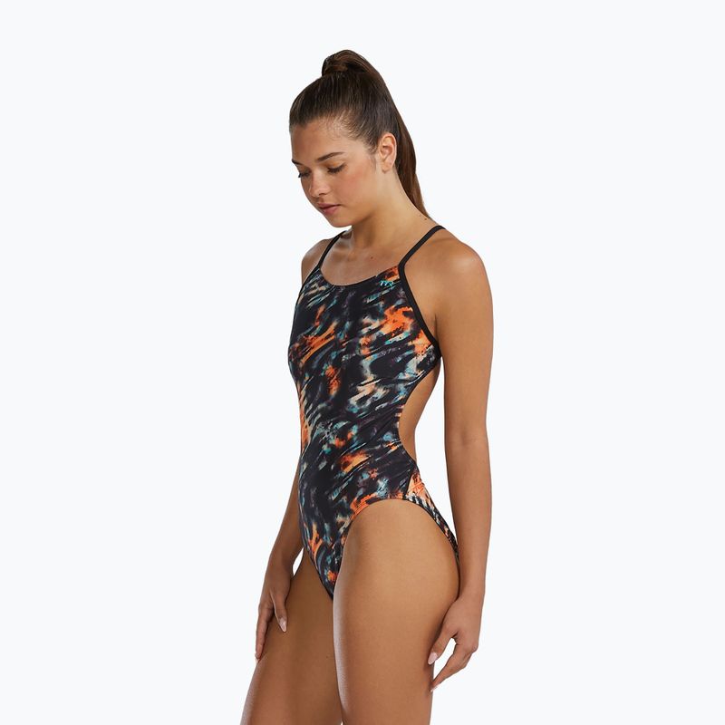 Дамски цял бански костюм Tyr Durafast Elite Validus Cutoutfit orange/aqua/black 3