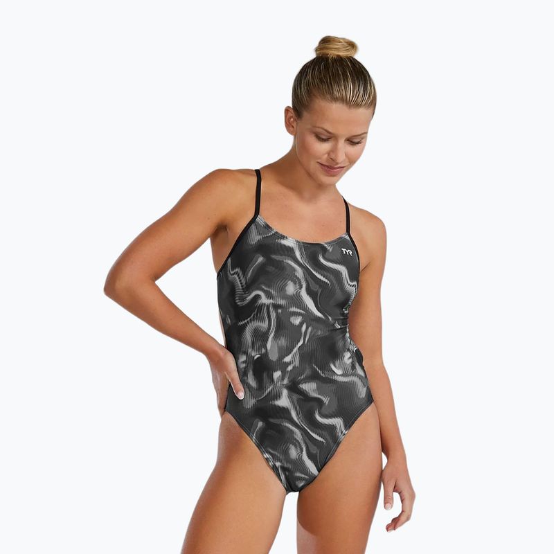 Дамски цял бански костюм TYR Durafast Elite Waveform Cutoutfit titanium 4