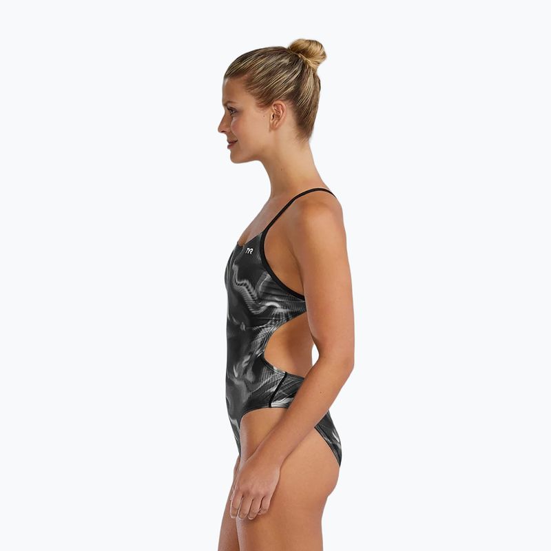 Дамски цял бански костюм TYR Durafast Elite Waveform Cutoutfit titanium 7