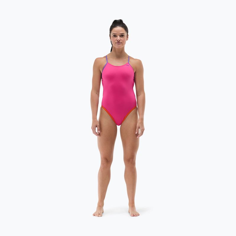 Дамски цял костюм за плуване Tyr Multistrap Cutoutfit Durafast Elite pink/multi 2