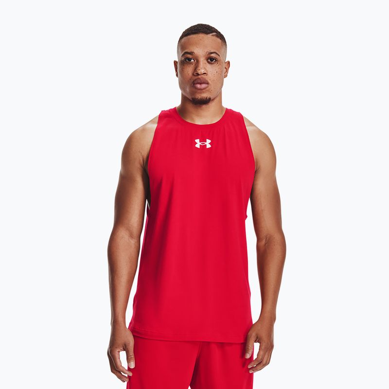 Under Armour Baseline Cotton Tank червено/бяло/бяло мъжка баскетболна фланелка