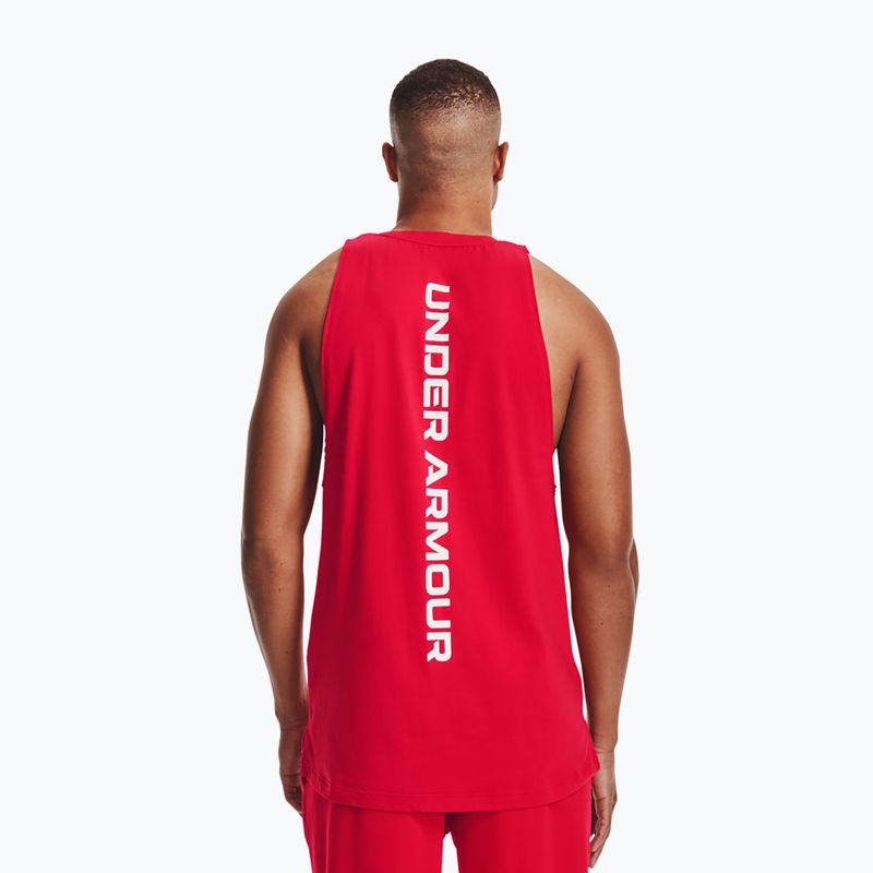 Under Armour Baseline Cotton Tank червено/бяло/бяло мъжка баскетболна фланелка 3