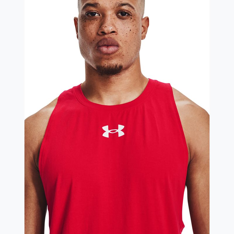 Under Armour Baseline Cotton Tank червено/бяло/бяло мъжка баскетболна фланелка 4