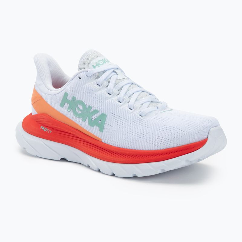 Дамски обувки за бягане HOKA Mach 4 white/fiesta