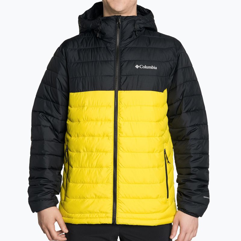 Columbia Powder Lite Hooded мъжко пухено яке черно/жълто 1693931