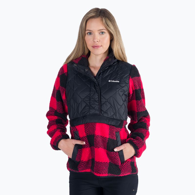 Дамски суитчър с качулка Columbia Sweet View Fleece Black/red lily check