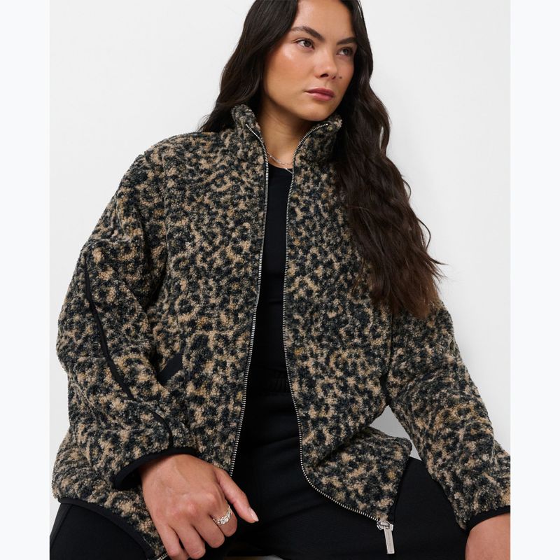 Дамски суитшърт Sweaty Betty Plush Contrast Zip Up Fleece brown ink leopard print 4