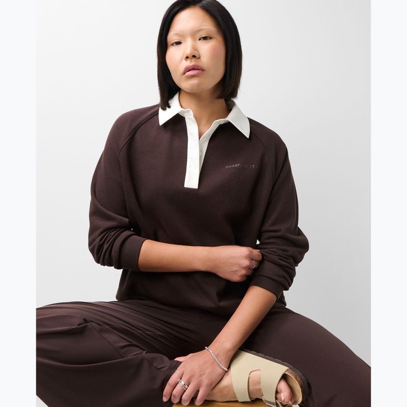Дамски суитшърт Sweaty Betty Revive Rugby espresso brown 4