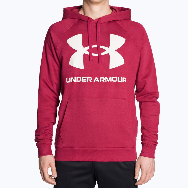 Мъжки суитшърт за тренировки Under Armour Rival Fleece Big Logo HD червено и бяло 1357093-664