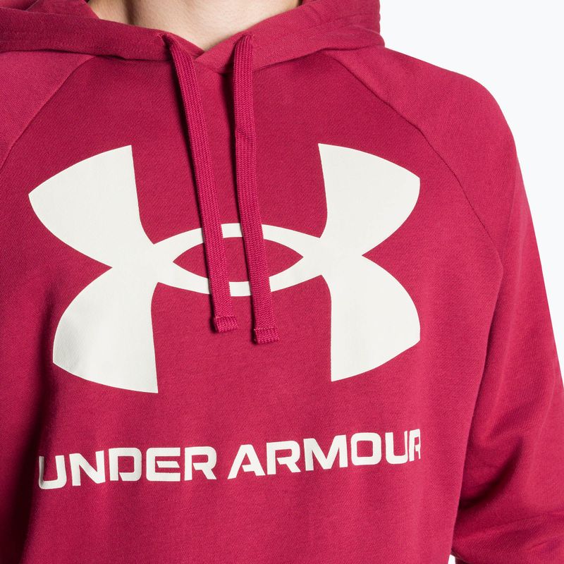 Мъжки суитшърт за тренировки Under Armour Rival Fleece Big Logo HD червено и бяло 1357093-664 3