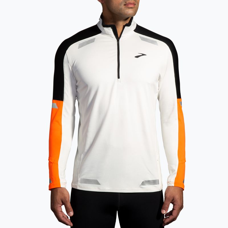 Мъжки суитшърт за бягане Brooks Run Visible 1/2 Zip 2.0 ecru/fluoro flash/black