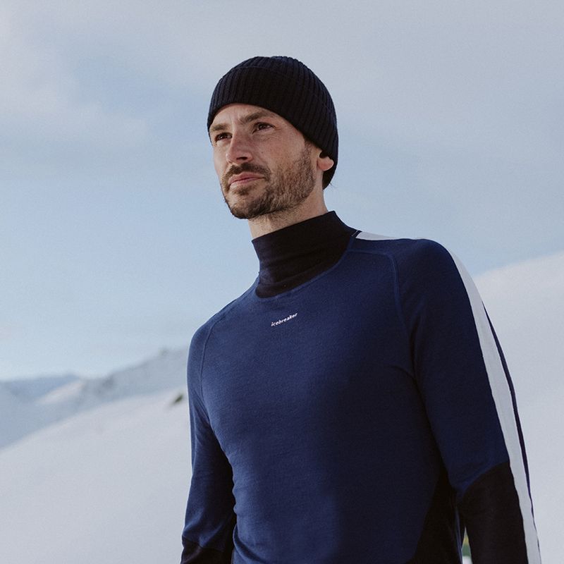 Мъжка термоактивна блуза icebreaker 200 Oasis Sonebula High Neck navy/royal navy/snow/cb 9