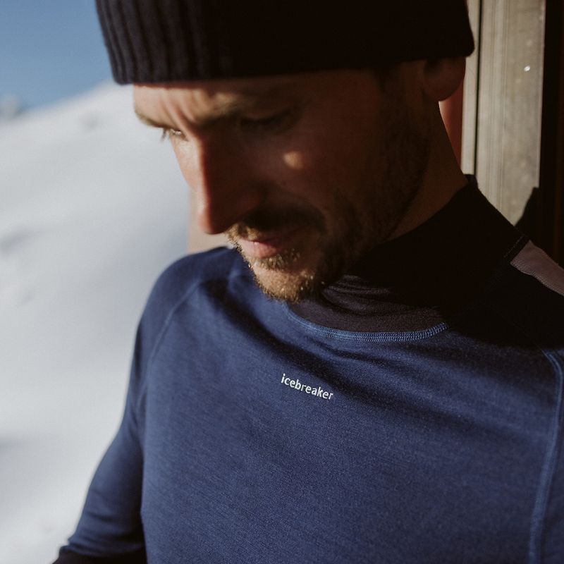 Мъжка термоактивна блуза icebreaker 200 Oasis Sonebula High Neck navy/royal navy/snow/cb 10