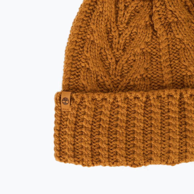 Дамска зимна шапка Timberland Cable Premium Pom Beanie wheat 3