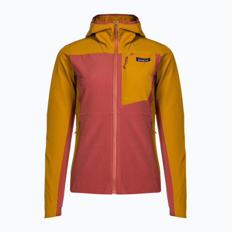 Дамско софтшел яке Patagonia R1 CrossStrata Hoody burl red