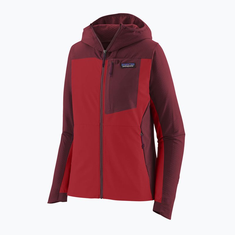 Дамско софтшел яке Patagonia R1 CrossStrata Hoody touring red 9