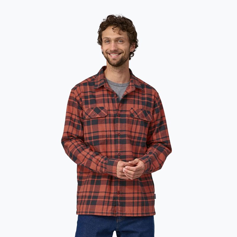 Мъжка риза Patagonia от органичен памук MW Fjord Flannel ice caps/burl red