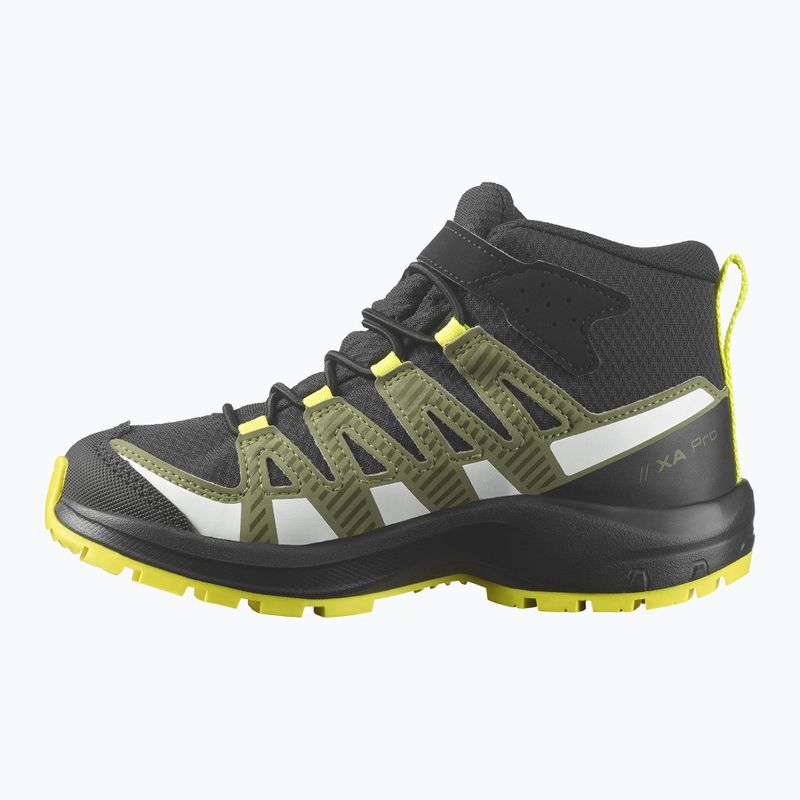 Детски ботуши за трекинг Salomon Xa Pro V8 Mid CSWP черни/дълбоко лишейно зелено/сигурно жълто 3