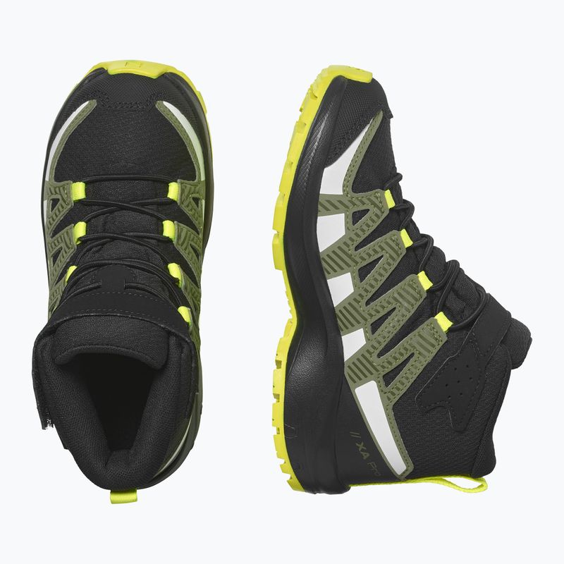 Детски ботуши за трекинг Salomon Xa Pro V8 Mid CSWP черни/дълбоко лишейно зелено/сигурно жълто 6