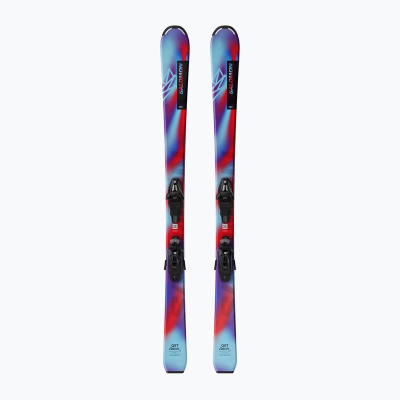 Детски ски за спускане Salomon QST Jr S + автомати C5 GW pastel neon blue 3/poppy red/black