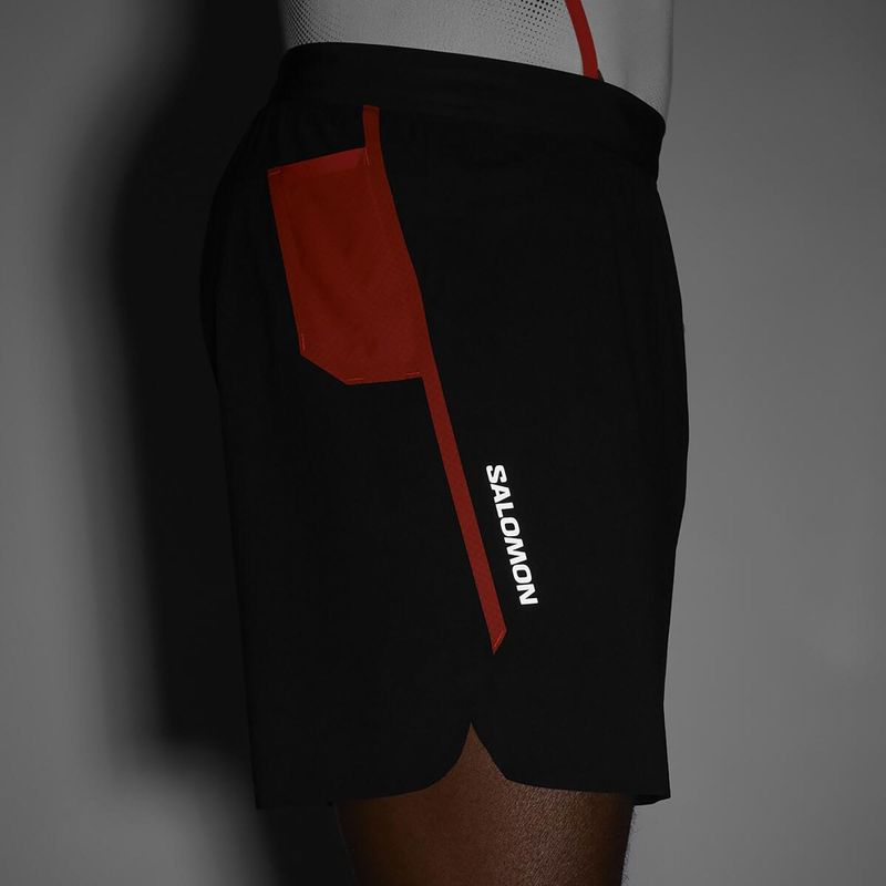 Мъжки къси панталони за бягане Salomon S/Lab Speed Spl 7" тъмно черно / огнено червено 5