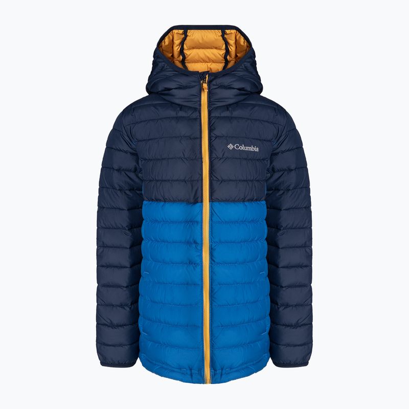 Детско пухено яке Columbia Powder Lite с качулка bright indigo/collegiate navy