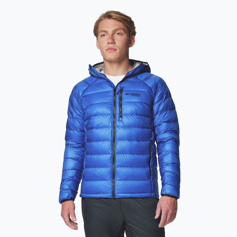 Мъжко пухено яке Columbia Arctic Crest Down Hooded mountain blue