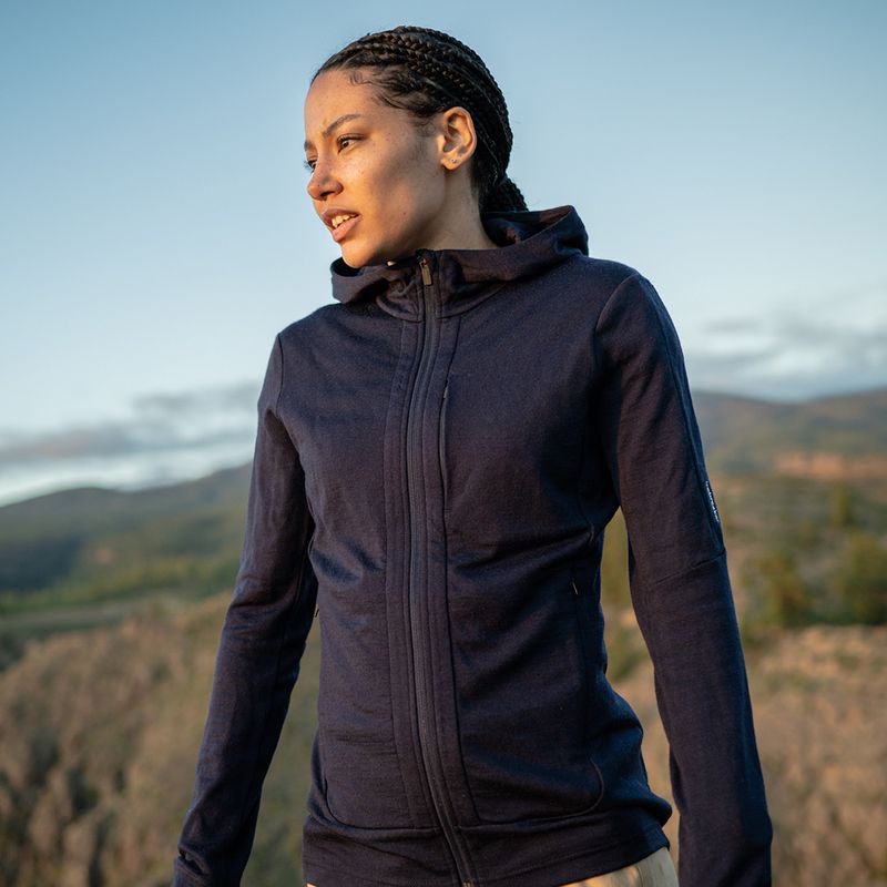 Icebreaker дамско яке за трекинг Quantum III LS Zip Hood тъмно синьо 0A59JW 9