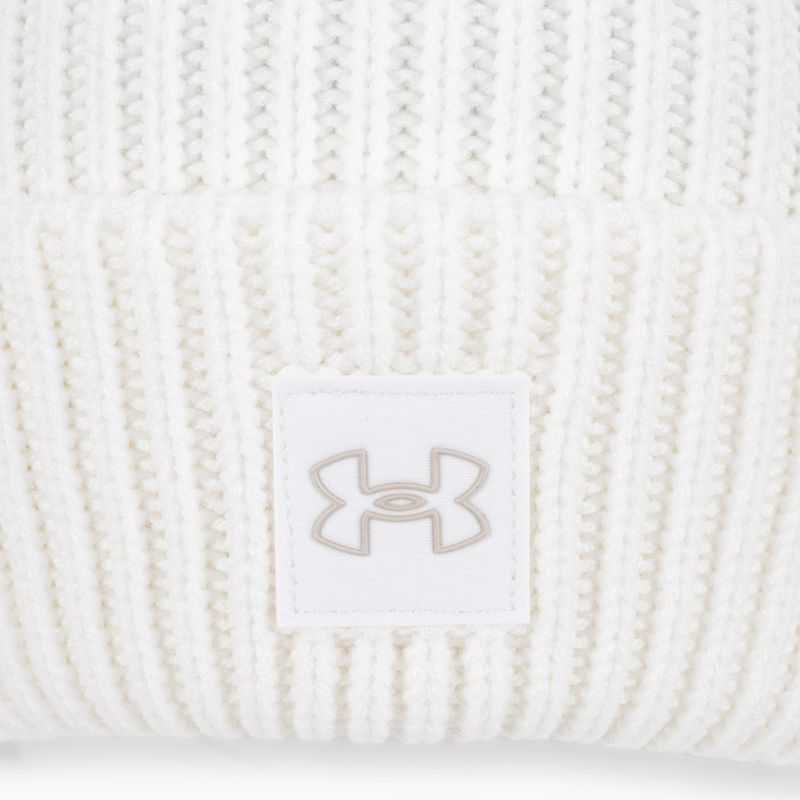 Зимна шапка на Under Armour за жени Halftime Ribbed Pom white/ghost gray 4