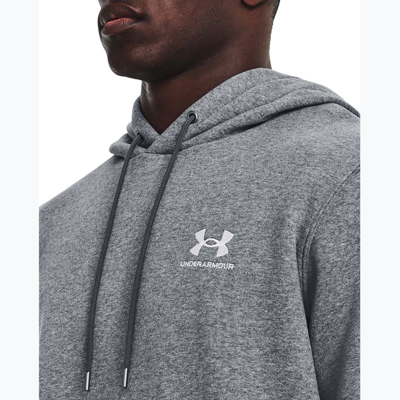 Мъжки суитшърт Under Armour Essential Fleece Hoodie pitch gray medium heather/white 4