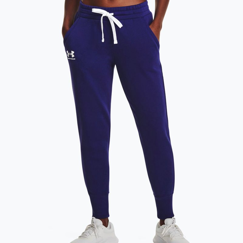 Under Armour дамски тренировъчни панталони Rival Fleece Joggers тъмно синьо 1356416