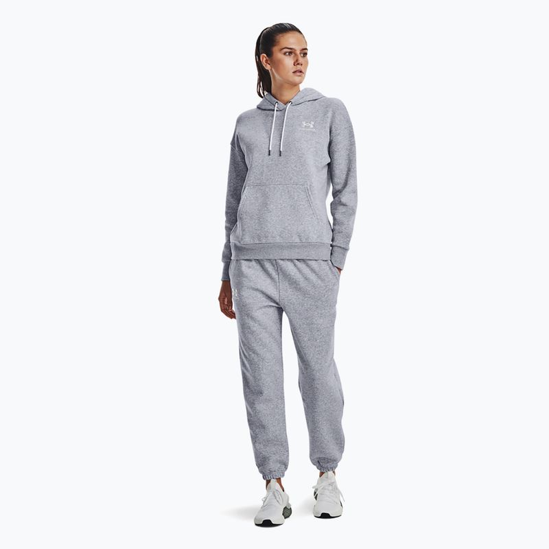 Under Armour Essential Fleece Joggers mod gray light heather/white дамски панталони за тренировка 2