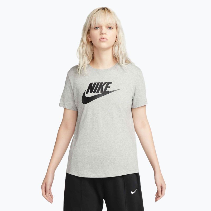 Дамска тениска Nike Sportswear Club Essentials Logo тъмно сиво, велурено/черно