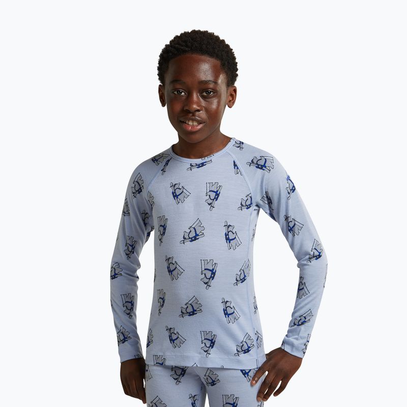 Детски термоактивен суитшърт Icebreaker Merino 200 Oasis Crewe Bear Tour Zinc Blue/Aop 8