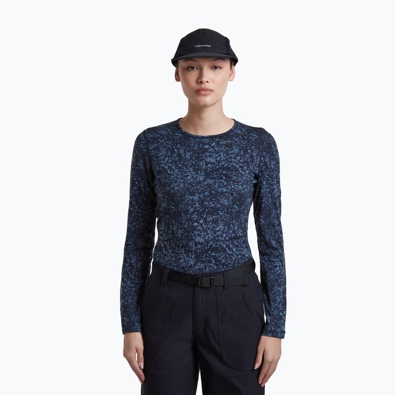 Дамска блуза с дълъг ръкав icebreaker Merino 200 Oasis Crewe Moss Bloom navy/dawn/aop 5