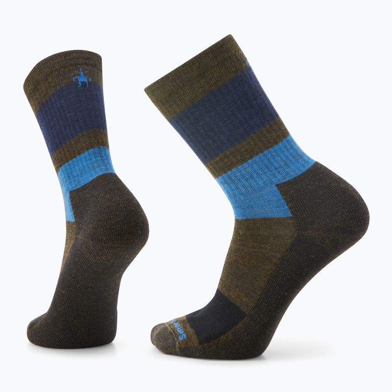 Smartwool Everyday Blocked Stripe Crew зелено-сини чорапи за трекинг SW001940D11 4