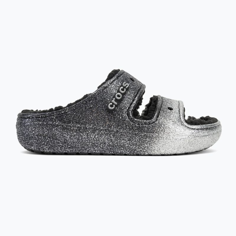 Crocs Classic Cozzzy Glitter Sandal black/silver джапанки 2