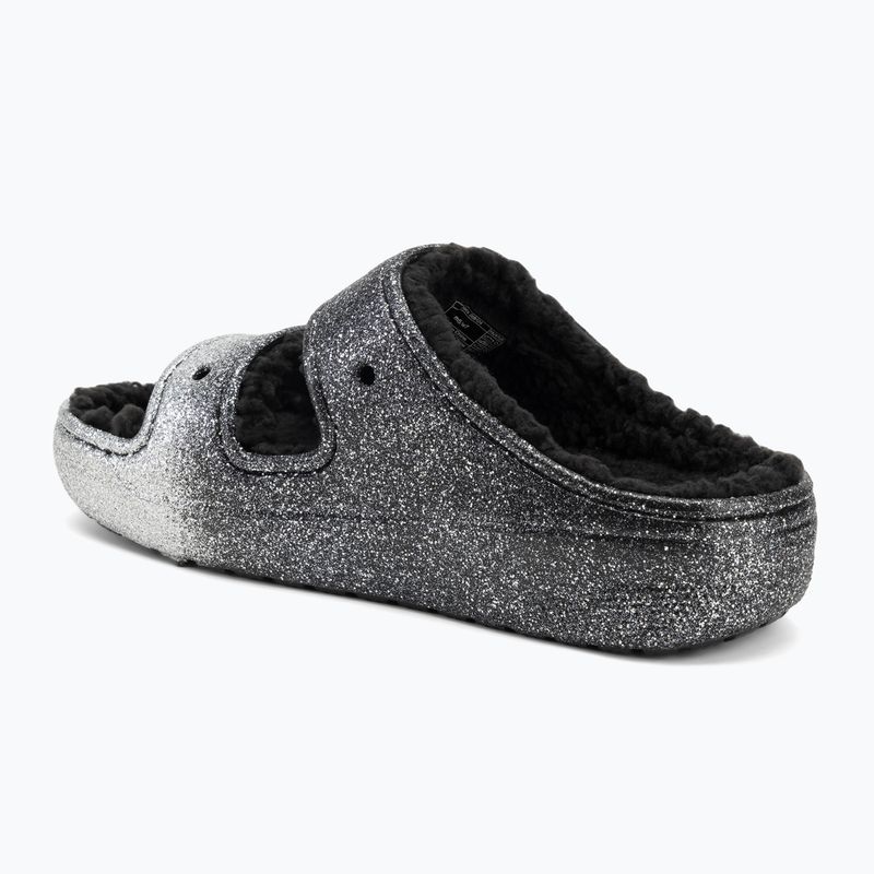 Crocs Classic Cozzzy Glitter Sandal black/silver джапанки 3